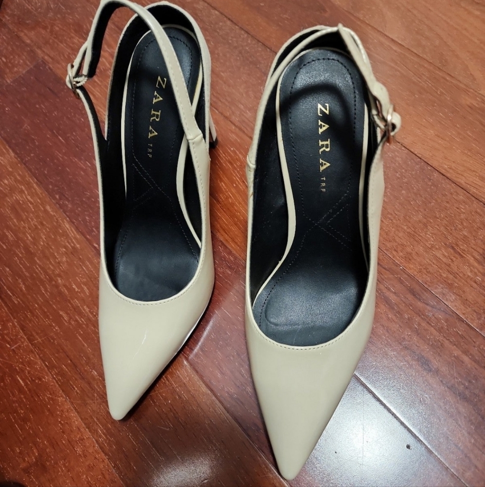 Zara Beige Slingback Pumps
